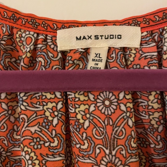 Max Studio Bubble Hem Salmon/Orange Blouse Sz XL - Picture 3 of 4